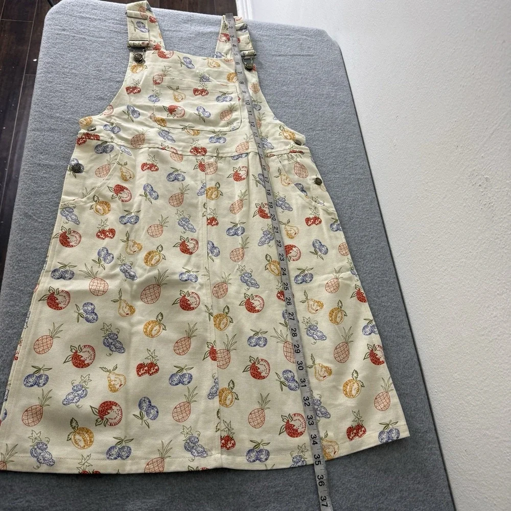New SM Wardrobe Fruit Print Overall Dress Jumper Twee Pockets Women's Small